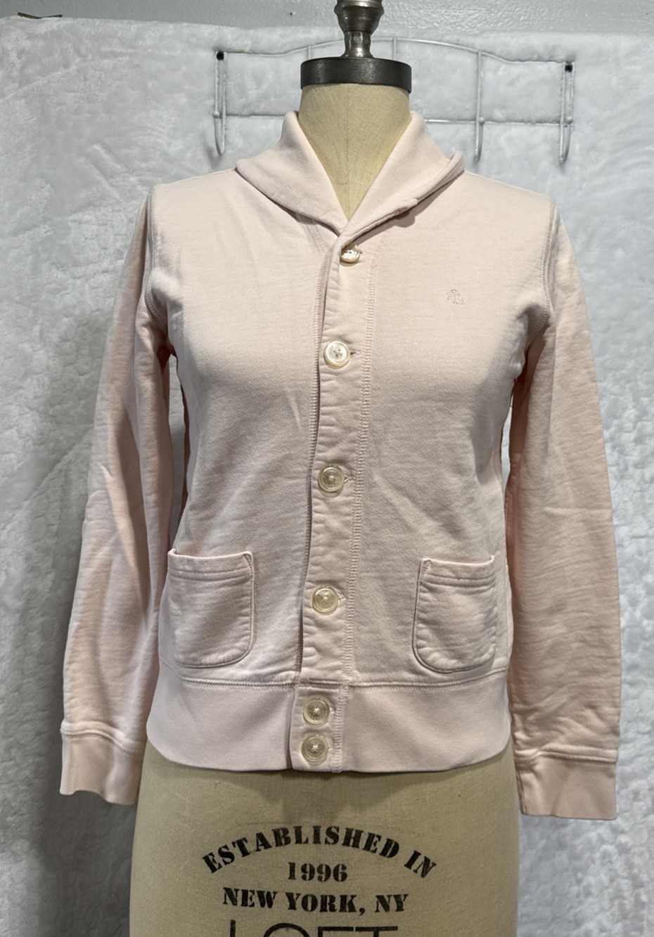 Lauren Ralph Lauren Womens Pale Pink Cardigan Shawl Collar Sweater Petite PS